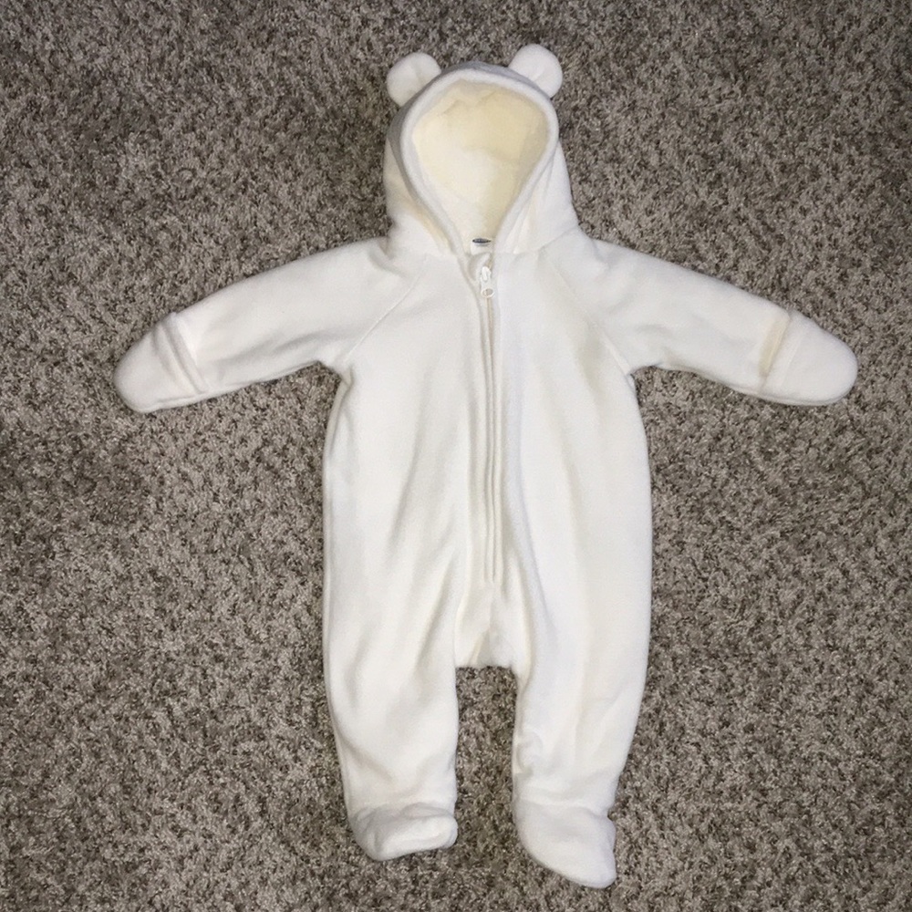 Old Navy Off White Bear Fleece One Piece